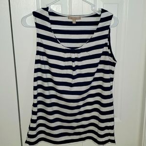 Banana Republic,  sleeveless, scoop neck, navy & white stripe shirt